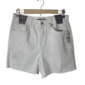 Royalty For Me High Rise Denim Shorts Women's Sz 6 White Frayed Hem Stretch New!